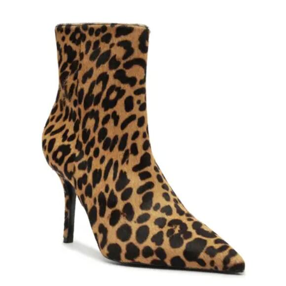 Schutz Mikki Casual Leopard Print Pointed Toe Genuine Calf Hair Bootie Size 9 - Picture 6 of 7